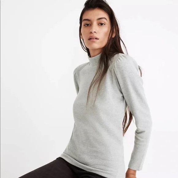 Madewell (Re)sourced Plush Mockneck Puff-Sleeve Top Size XS - Picture 2 of 6